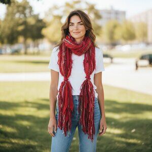 Red Mix Yarn Scarf 60 inch